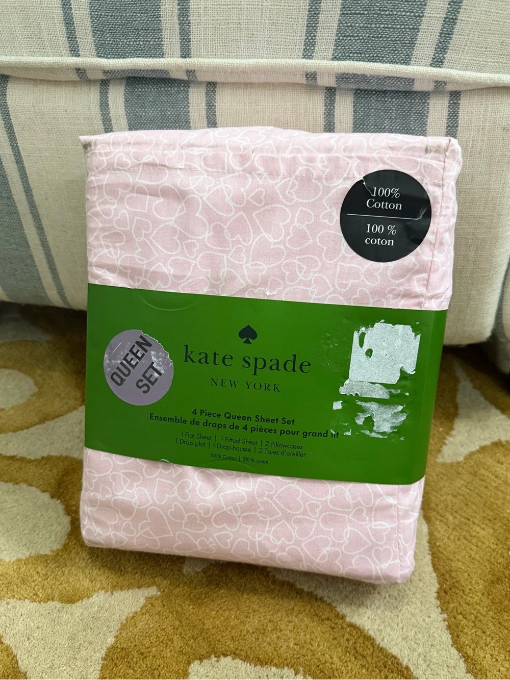 kate spade Pink Heart 4-Piece Queen Sheet Set